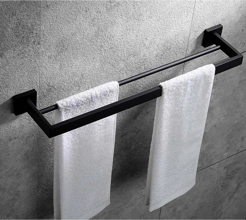 Suporte de toalha quadrado duplo de aço inoxidável para parede, acessórios para banheiro, dourado escovado/escovado/espelhado/preto