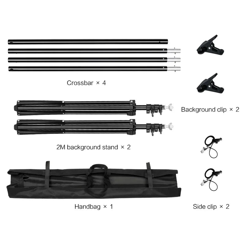 Suporte de fundo para estúdio de fotografia e vídeo, sistema de suporte de fundo telescópico ajustável com bolsa de transporte, 2,6 x 3 m/8,5 x 10 pés