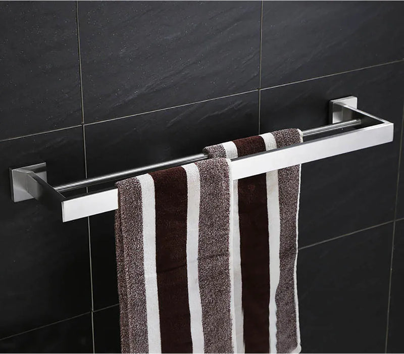 Suporte de toalha quadrado duplo de aço inoxidável para parede, acessórios para banheiro, dourado escovado/escovado/espelhado/preto