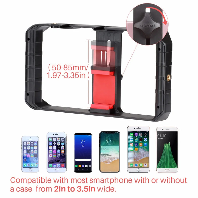 Ulanzi Smartphone Cage Filmmaking Case Small U Rig Hand Grip Phone Video Stabilizer com Cold Mount para iPhone 13 14 15 Android