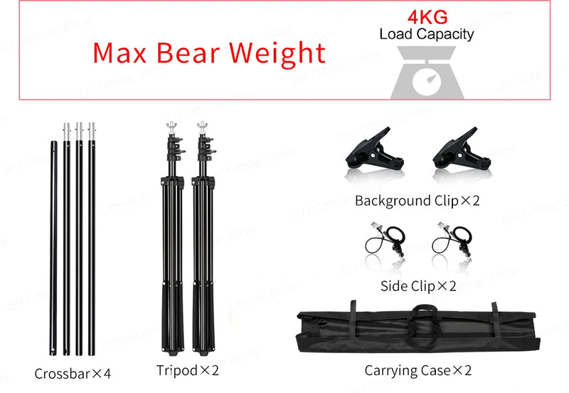 Kit de fotografia 2,6 x 3 m, estúdio fotográfico, softbox com cenários, tripé, tecido não tecido, adequado para fotos, fotografia doméstica