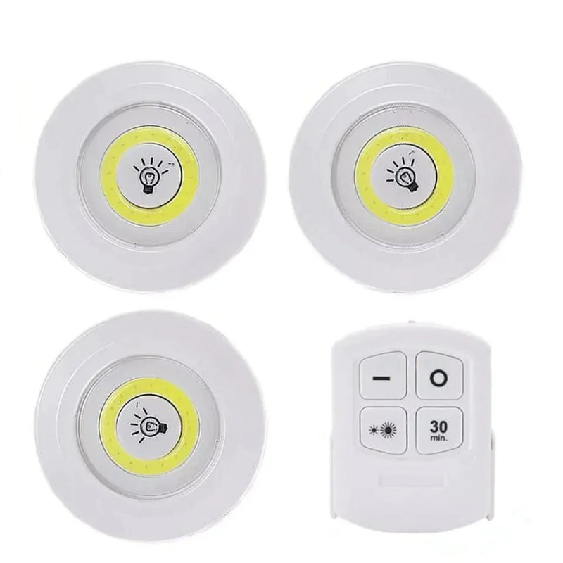 Kit 3 Lâmpada Luminária Led Spot Sem Fio Controle Remoto Iluminação Casa Jardim Armário