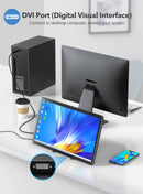 Monitor portátil UPERFECT de 15,6" HDR 1080P IPS com entradas industriais VESA HDMI VGA DVI, taxa de contraste de 2000:1 e tela sensível ao toque IPS.