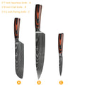 Chef knife 1-10 Pcs Set Kitchen Knives Laser Damascus Pattern Sharp Japanese Santoku Knife Cleaver Slicing Utility Knife