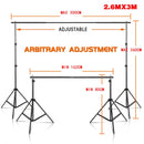 SH Novo Kit de Suporte para Fundo de Foto 2X2M 2X3M 2,6X3M com Ajuste de Altura para Estúdio Fotográfico com Clipe