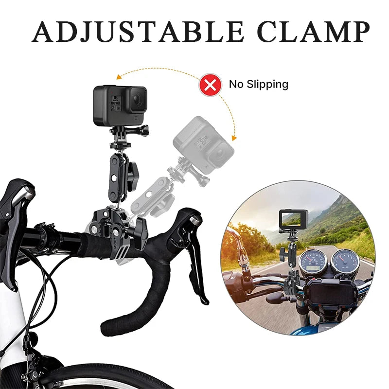 Grampo de metal Ulanzi Super com cabeça esférica dupla e braço mágico para câmera, luz, microfone, monitor de vídeo, braçadeira com rosca 1/4 3/8 para hastes e ganchos