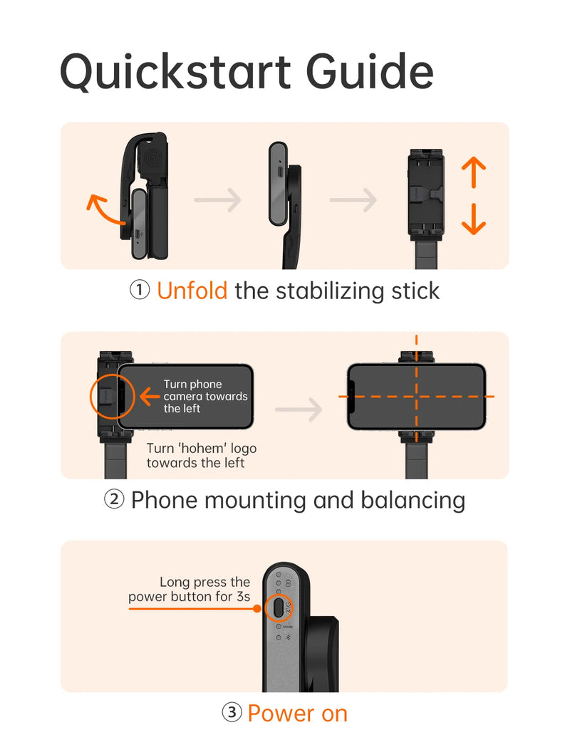 Estabilizador Gimbal Portátil Hohem iSteady Q para Celular, Haste Extensora, Tripé Ajustável com Controle Remoto para Smartphone