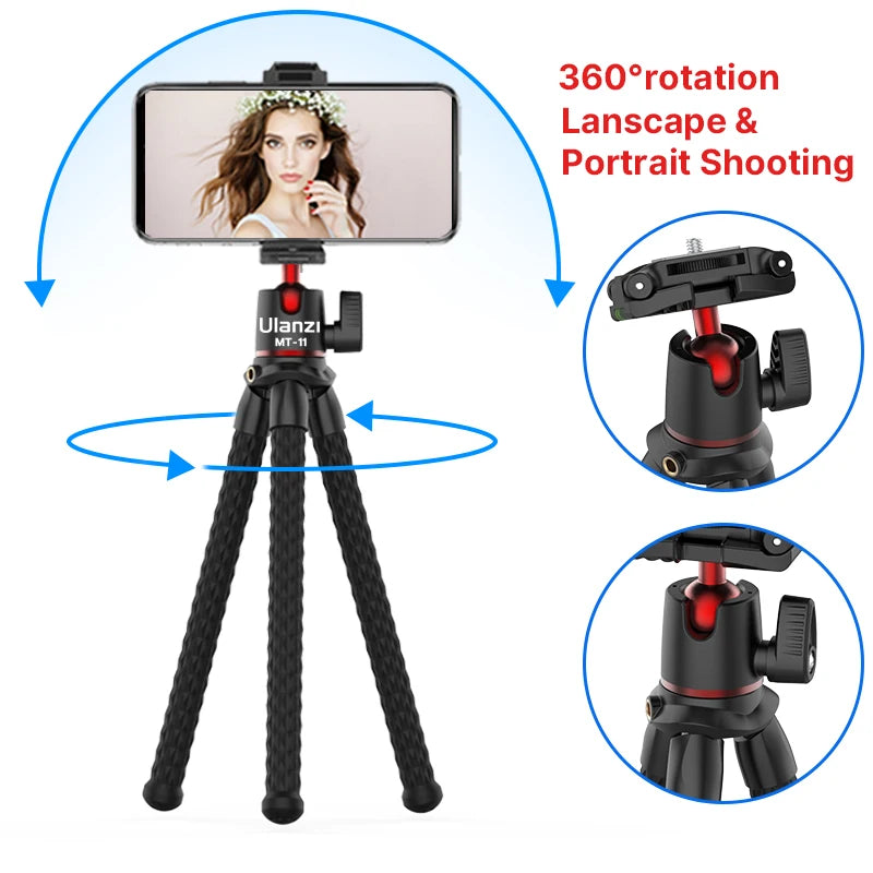 Ulanzi MT-11 Mini Tripé Polvo Flexível para GoPro iPhone Smartphone DSLR Câmera SLR Vlog Bastão de Selfie Portátil 2 em 1 Tripé