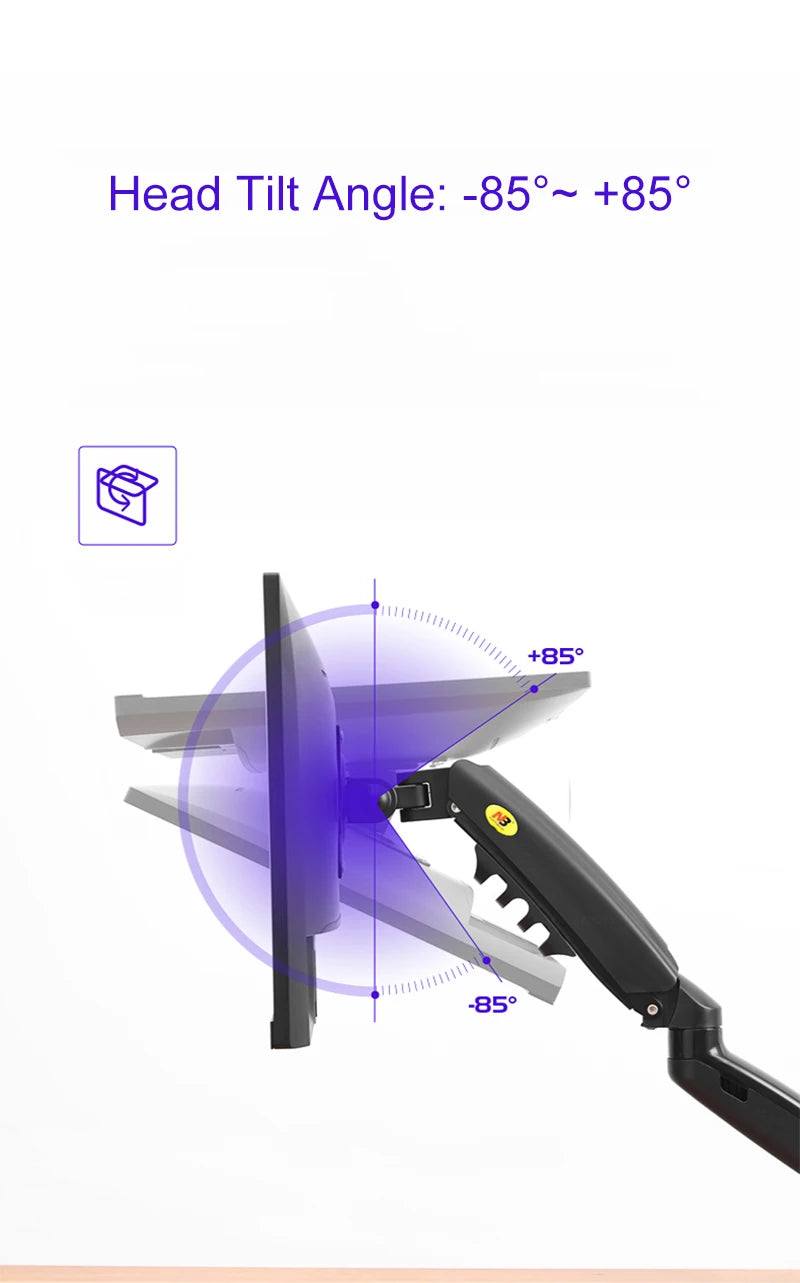 Suporte de monitor LCD LED de mesa de 17 a 30 polegadas com mola a gás F80 Braço ergonômico Suporte de gás Flexi Mount Carga 2 a 9 kg