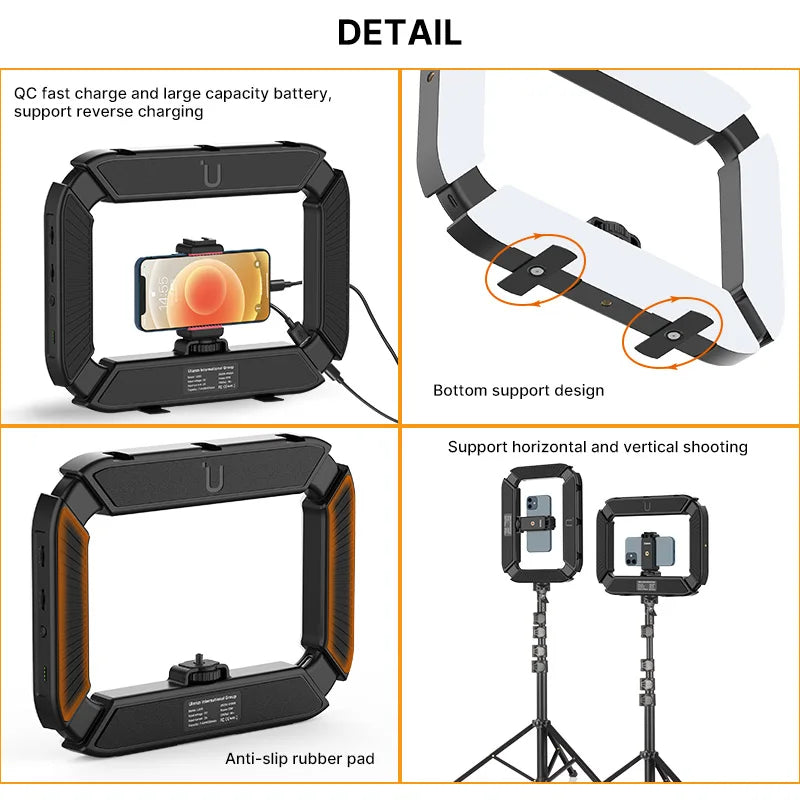 Ulanzi U200 Smartphone Video Rig LED Ring Light para câmera de celular GoPro Youtube Live Lamp com sapata fria para microfone e tripé de vídeo