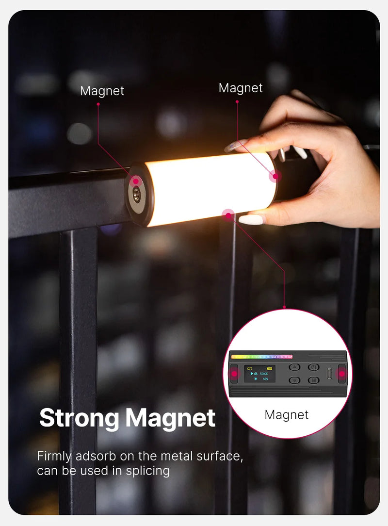 Ulanzi i-Light VL119 RGB Bastão de luz portátil LED RGB 2500-9000K - Iluminação fotográfica Tubo magnético Luz para vídeo Vlog