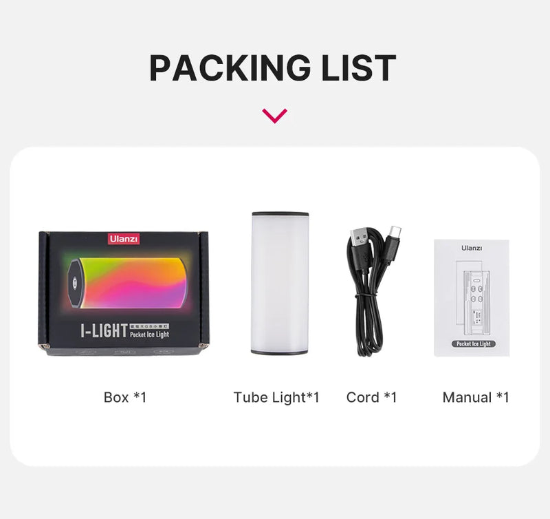 Ulanzi i-Light VL119 RGB Bastão de luz portátil LED RGB 2500-9000K - Iluminação fotográfica Tubo magnético Luz para vídeo Vlog