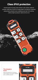 Controle remoto industrial HENJEL H106 com 6 botões para guincho hidráulico, à prova d'água.