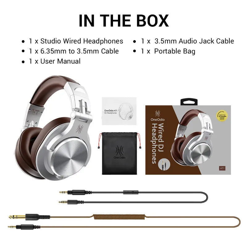 Fone de ouvido com fio Oneodio A71, com microfone, para estúdio DJ, monitor profissional, gravação e mixagem para jogos