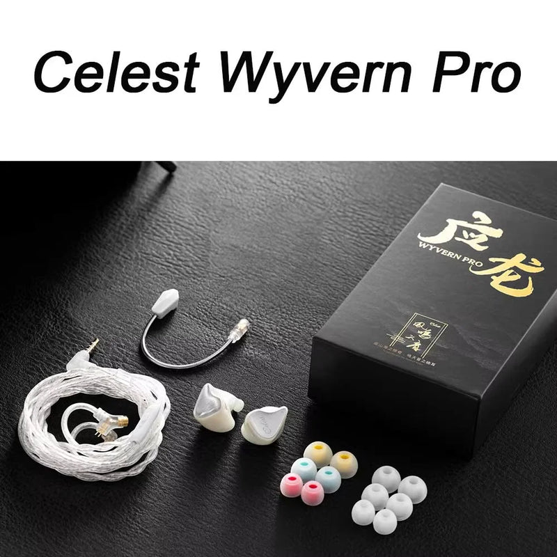 Fones de ouvido Kinera Celest Wyvern pretos com cabo e microfone, envio de IEMs brasileiros, fones de ouvido com fio Hi-Fi para jogos, para presente