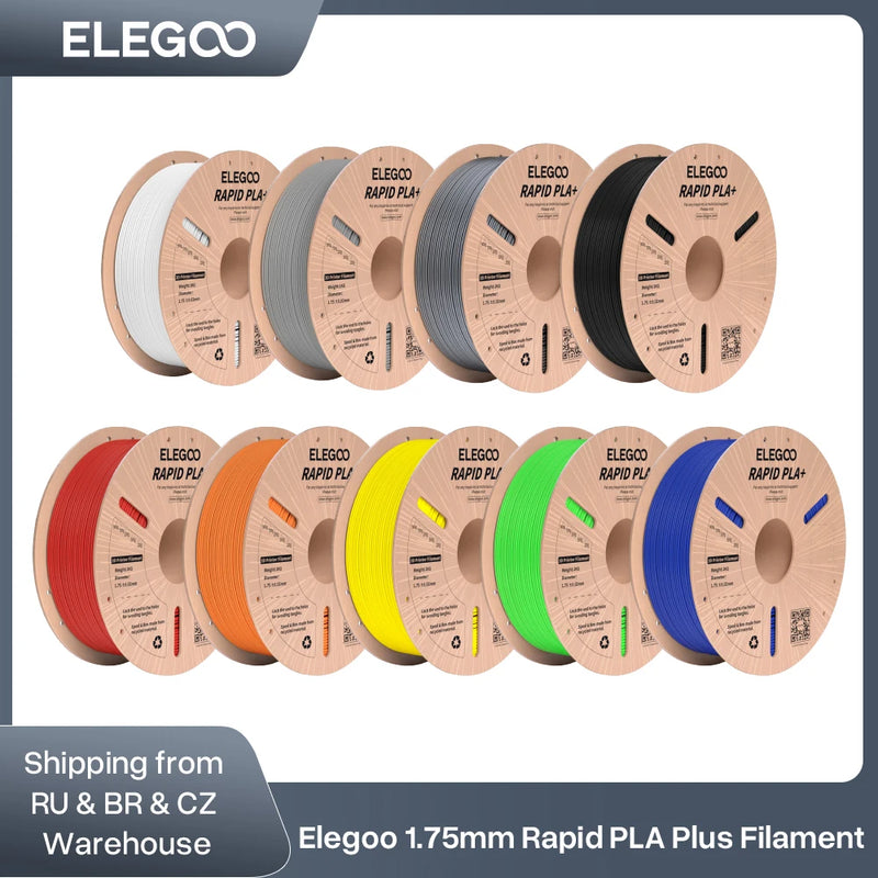 Filamento ELEGOO RAPID PLA+ de 1,75 mm, filamento para impressora 3D, suporta velocidade de impressão de 30-600 mm/s, compatível com a maioria das impressoras 3D FDM