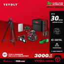 Nível a laser verde série YEVOLT YVGLL4XS, 3/4 planos, 12/16 linhas, autonivelante, 360 graus, 3D/4D, horizontal e vertical, 3,6 V, 3 Ah, ferramentas elétricas