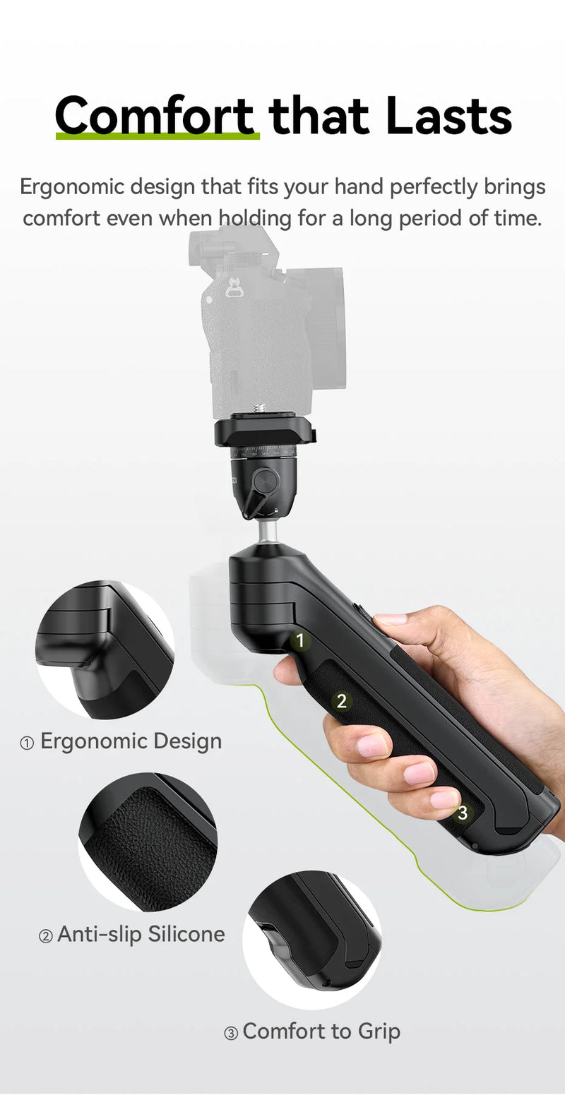 Tripé Ulanzi VlogPod TT38 com placa de liberação rápida, alça para câmera DSLR, tripé de mesa para transmissão ao vivo após selfie e vlog