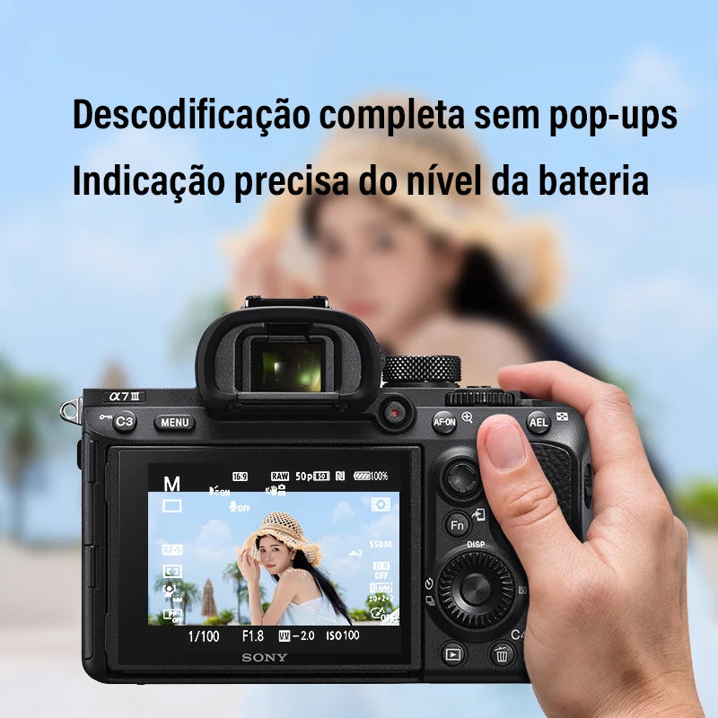 Bateria para câmera Viltrox FZ100 FW50 USB-C com carregamento rápido e recarregável para câmera Sony A6700 FX3 ZV-E1 ZV-E10 A7M4 A9 A1