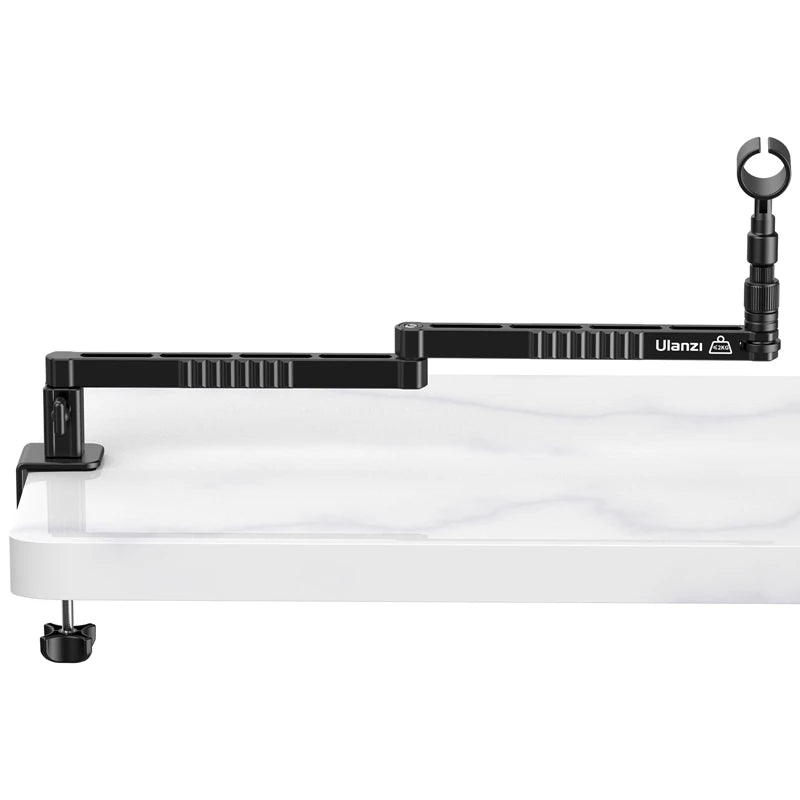 Suporte baixo para microfone de mesa Ulanzi LS26, ajustável em 360°, braço cruzado super longo de 48 cm com suporte para microfone de 1/4'', 3/8'' e 5/8''