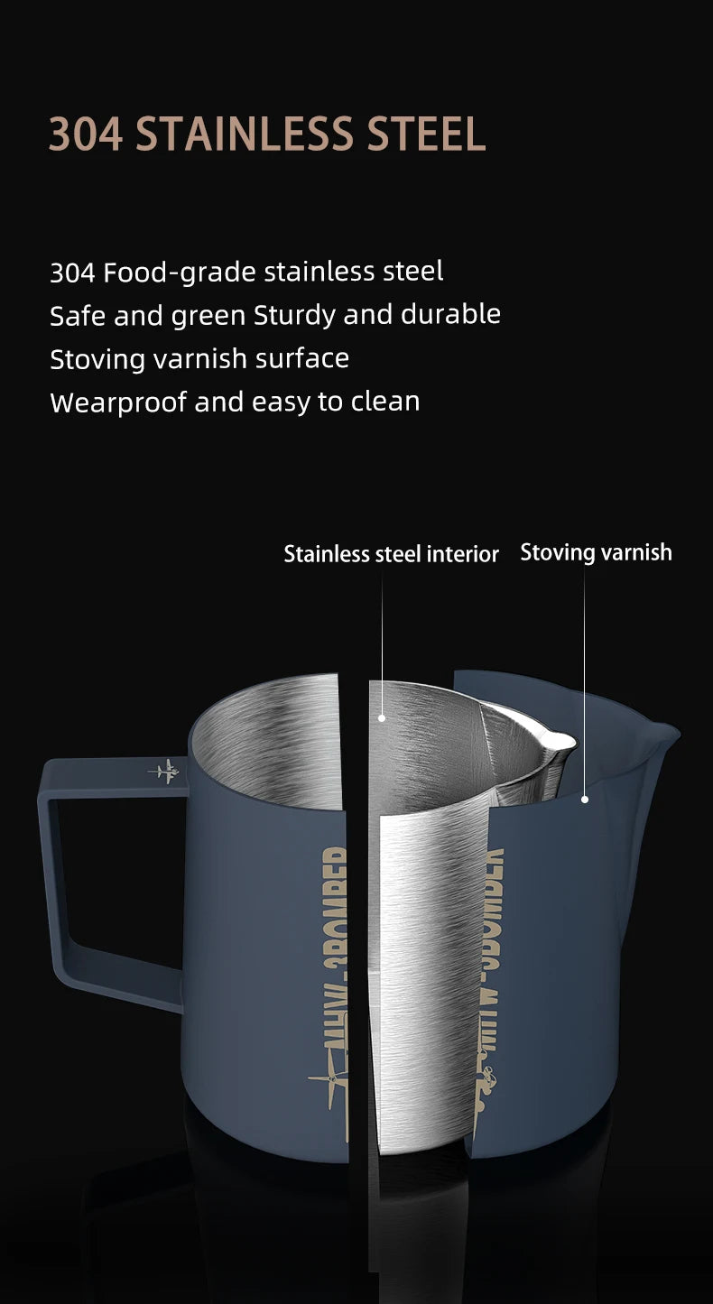 Jarra para vaporização de leite rosa MHW-3BOMBER, 500/600ml, jarra para arte em latte, aço inoxidável, xícara de expresso, utensílios para vaporização de leite