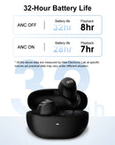 Fones de ouvido sem fio QCY HT07 ANC com cancelamento de ruído de 40 dB TWS, 6 microfones, chamada AI HD, Bluetooth 5.2, reprodução de 32 horas