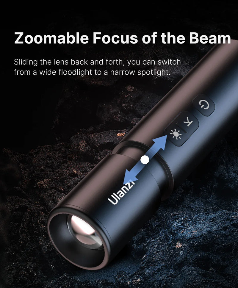 Lanterna de videografia com zoom Ulanzi LM07 Luz de fotografia bicolor Brilho regulável Videolight 2000-8000K CCT para exteriores
