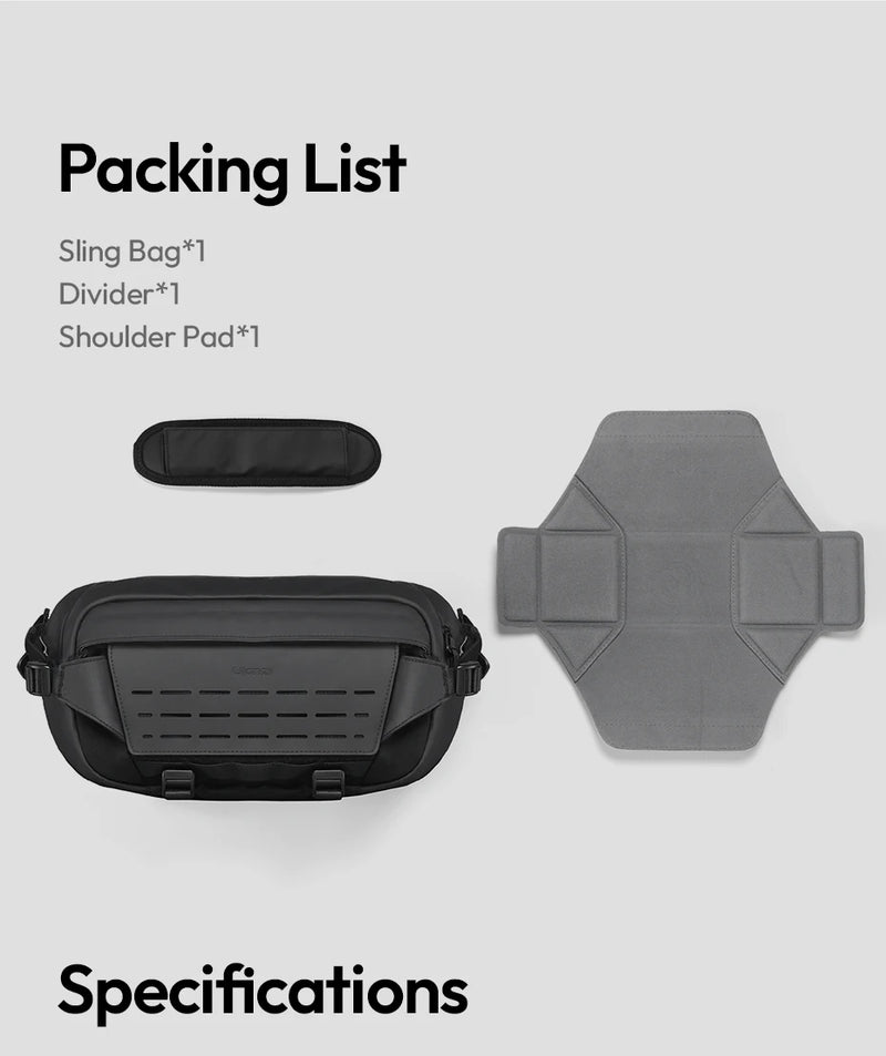 Ulanzi AB02 TAI Bolsa tiracolo para câmera, bolsa casual para viagem, fotografia de rua, bolsa para deslocamento diário, faça você mesmo, personalizável, 9L, grande capacidade