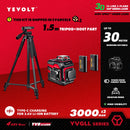 Nível a laser verde série YEVOLT YVGLL4XS, 3/4 planos, 12/16 linhas, autonivelante, 360 graus, 3D/4D, horizontal e vertical, 3,6 V, 3 Ah, ferramentas elétricas