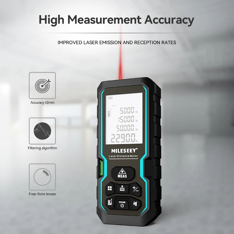 Fita métrica a laser MILESEEY X5 40M 50M 60M 80M 100M 120M Telêmetro a laser