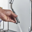 Torneira de cozinha FMHJFISD, torneira de cozinha dourada escovada, torneira de água retrátil, misturadora de alça única, rotação de 360 graus, torneira de chuveiro de cozinha