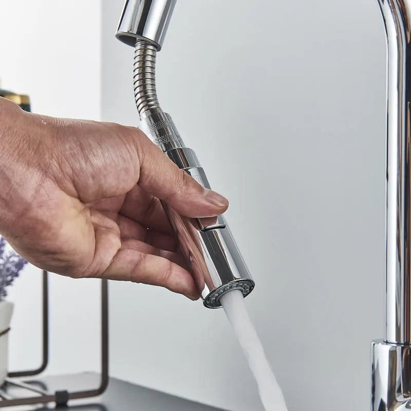 Torneira de cozinha FMHJFISD, torneira de cozinha dourada escovada, torneira de água retrátil, misturadora de alça única, rotação de 360 graus, torneira de chuveiro de cozinha