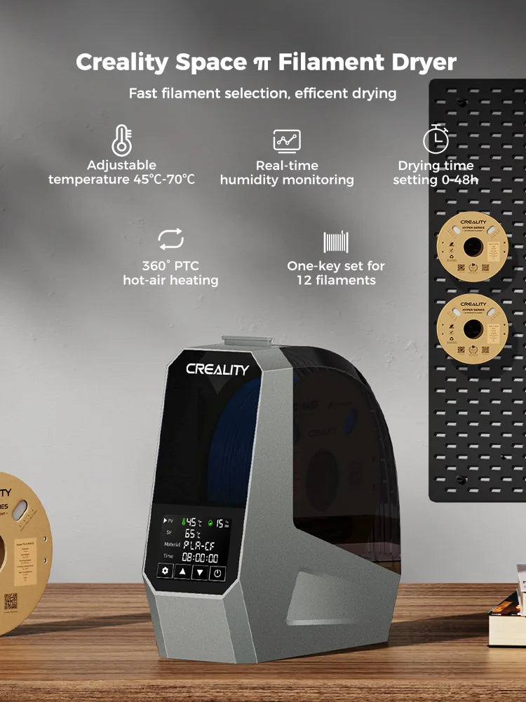 Caixa de secagem e Armazenamento de filamentos para Impressora 3D Creality Space π - Seleção rápida de filamentos, secagem eficiente
