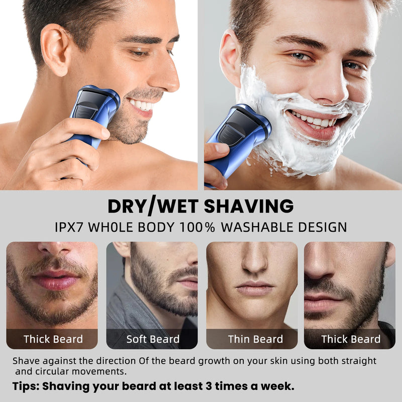 Sejoy Barbeador Elétrico para Homens Barbeadores Elétricos Recarregáveis Rotativos Barbeador Portátil de Viagem Ideia Presente Aparador de Barba