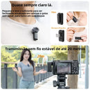 Microfone de lapela sem fio Ulanzi A100 profissional com 20 m de comprimento e gravação de áudio e vídeo para iPhone 16/15 e câmera de celular Android
