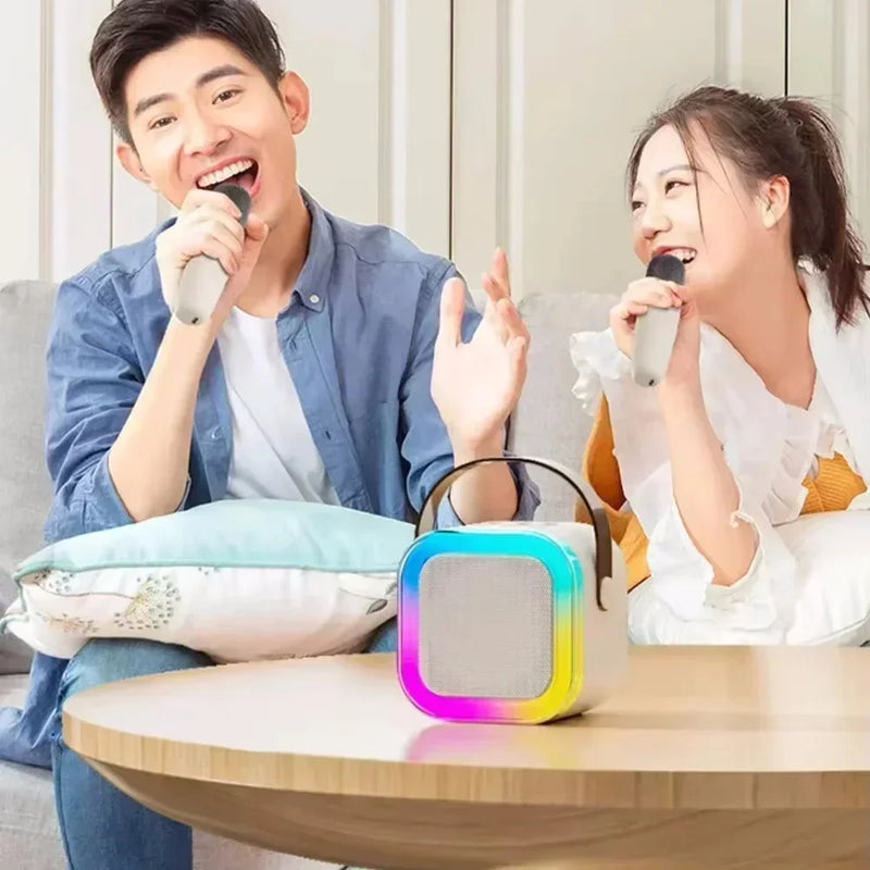 Sistema de Alto-Falante de karaokê Portátil Bluetooth K12 com 2 Microfones Sem Fio, Adequado para Cantos de Casa