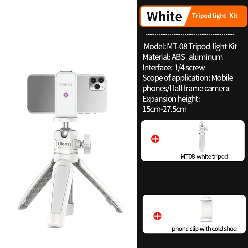 Ulanzi MT-08 Mini Tripé Branco Dobrável Monopé Tripé 1/4'' Universal para DSLR Android iPhone Smartphone