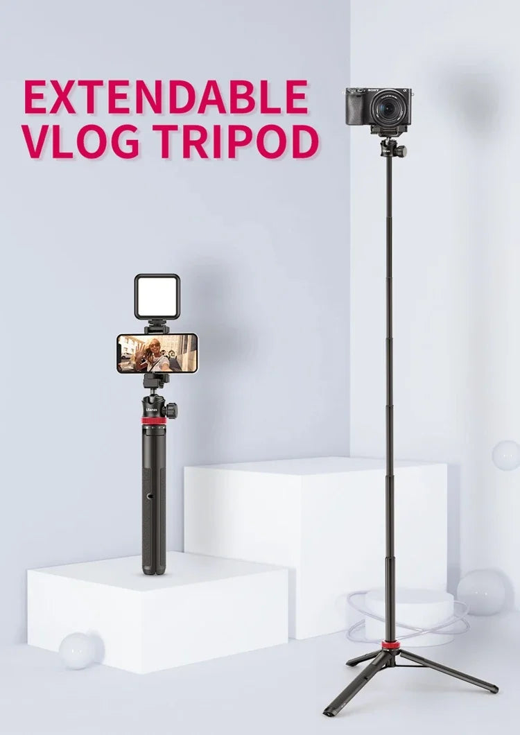 Tripé Ulanzi MT-44 com 1,46 m de extensão para selfies, tripé com braçadeira para celular, câmeras, celulares, Samsung, iPhone, Huawei, Xiaomi