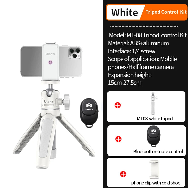 Ulanzi MT-08 Mini Tripé Extensível Portátil para Vlog, Smartphone, Selfie Stick, Tripé com Suporte para Câmera Canon, Sony, Nikon, DSLR e Celular