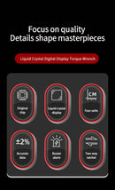 Chave de torque digital ajustável de 0,6 a 340 N.m, precisão de 2%, com alerta LED/sonoro para carros, motos e motocicletas.