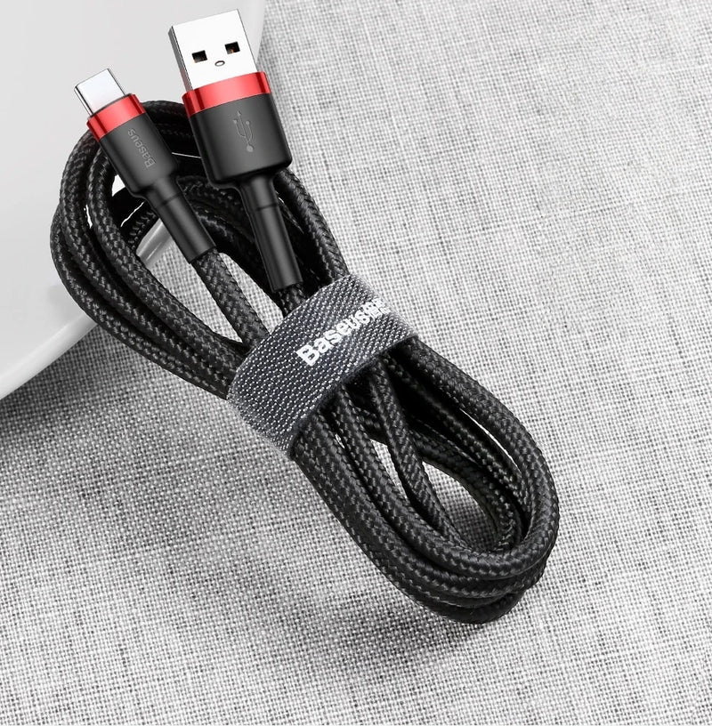 Cabo USB Tipo C BASEUS Cafule para Realme Xiaomi Samsung S21 Cabo de carregamento rápido USB-C Cabo de dados para carregador