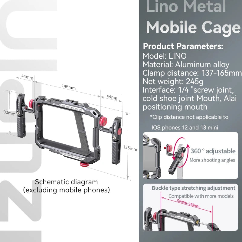 Capa protetora universal para smartphone Ulanzi Lino com alça lateral para iPhone 16, 15, 14, 13, 12 Pro Max, Samsung, Xiaomi e OPPO