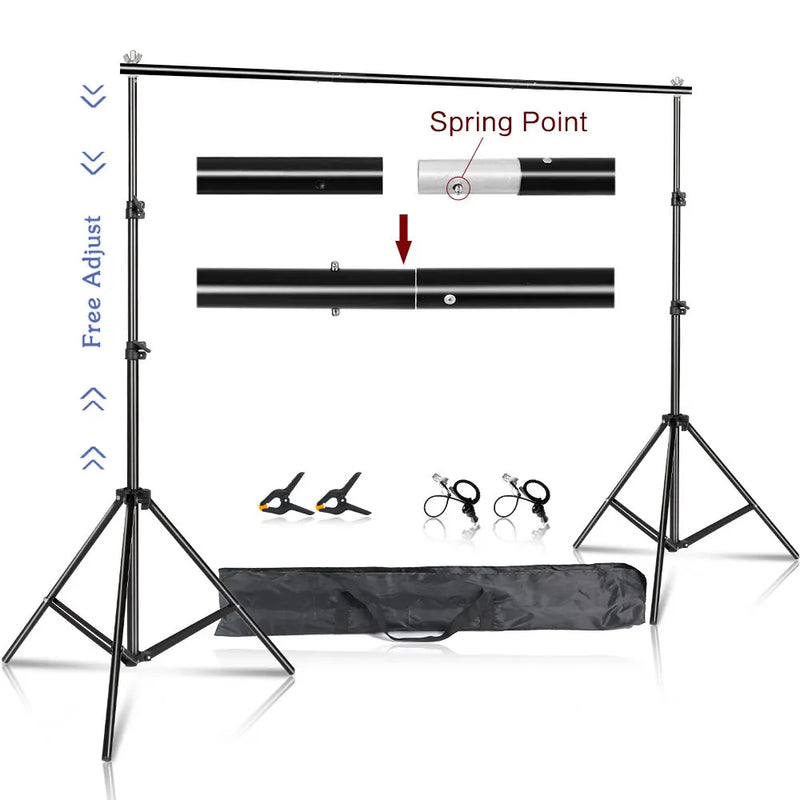 Suporte de fundo para estúdio de fotografia e vídeo, sistema de suporte de fundo telescópico ajustável com bolsa de transporte, 2,6 x 3 m/8,5 x 10 pés