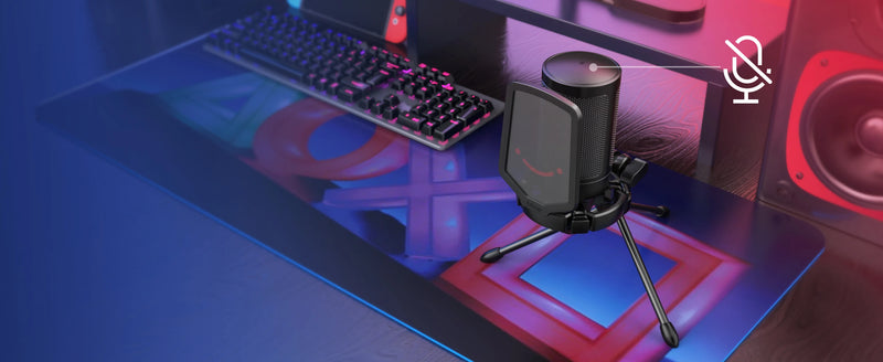 Microfone USB FIFINE Ampligame para streaming de jogos com filtro pop, montagem antichoque e controle de ganho, multicompatível, para PC/PS4/5 - A6V