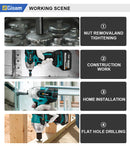 Chave de impacto elétrica sem escova 520N.M Chave elétrica sem fio Chave de fenda de 1/2 polegada Ferramentas elétricas para pinos de bateria Makita 18V