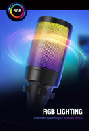 Microfone para jogos USB FIFINE, microfone condensador com RGB, para PC, PS4, PS5 e MAC, adequado para podcasters/jogadores/influenciadores/estúdio doméstico