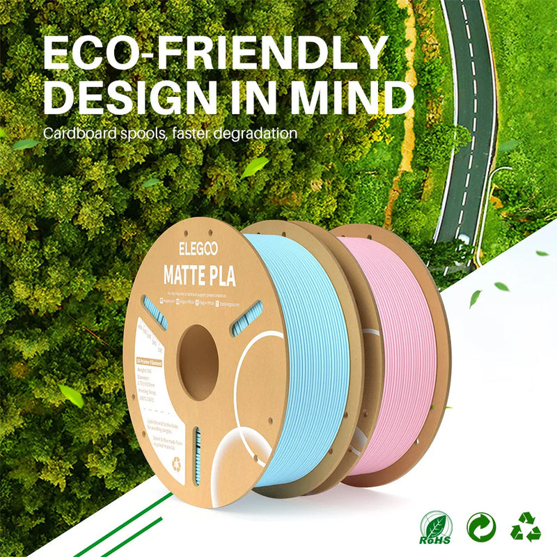 Filamento PLA fosco ELEGOO 1 kg, filamento FDM para impressora 3D de 1,75 mm, precisão dimensional de +/- 0,02 mm, bobina de papelão de 1 kg (2,2 lbs)