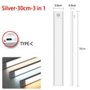 Luz noturna LED com sensor de movimento 20/30/40/60 cm, sem fio, USB, para armário, luz noturna, lâmpada para guarda-roupa, cozinha, armário, quarto