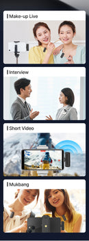 Microfone de lapela sem fio Ulanzi J12 com mini microfone para gravação de áudio e vídeo, plug-play para smartphone Android e iPhone, transmissão ao vivo