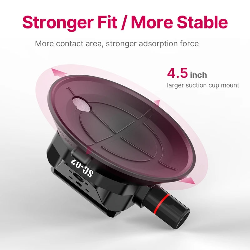 Ulanzi Car Phone Action Camera Holder Hand Pump Suction Cup 360° Adjustable 1/4" 3/8" For GoPro Insta360 DJI Action Smart Phone